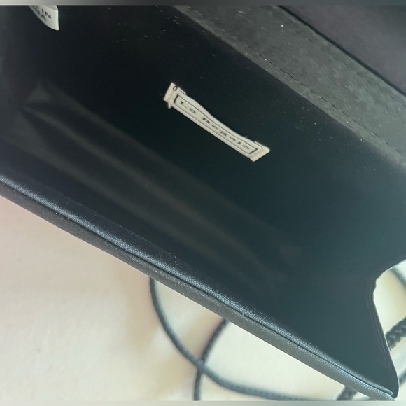 La Regale black beaded satin evening glam clutch/shoulder - Picture 6 of 6